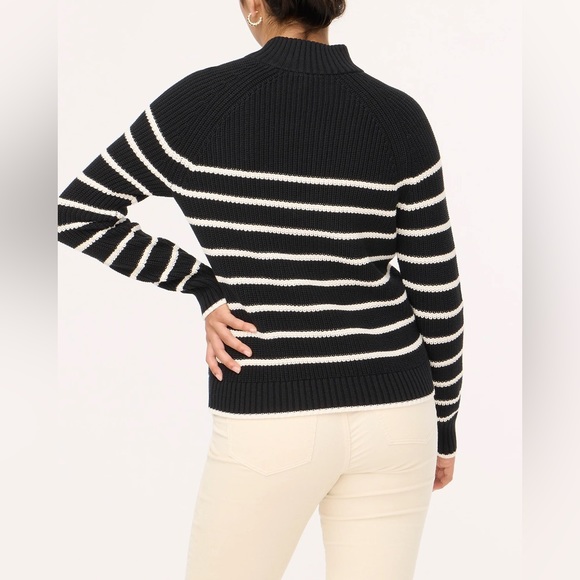 NWT J.Crew Button-shoulder Stripred Mockneck Sweater‎ - Picture 3 of 4